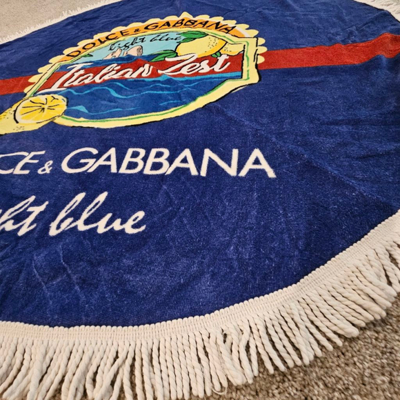 Unisex Dolce & Gabbana Round Beach Towel One Size Blue - Picture 4 of 6